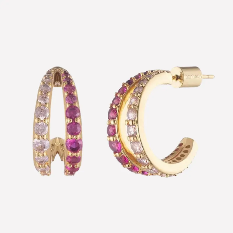 Mariah Double Earring Hoops sold by Bonheur Jewelry
