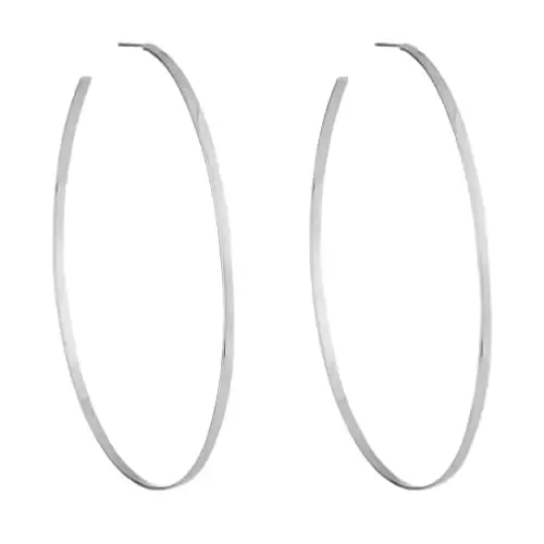 Cynthia Silver Thin Hoop Earrings sold by Bonheur Jewelry