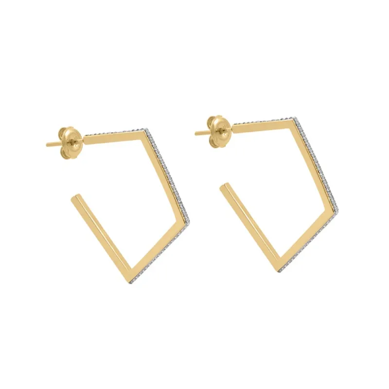 Laurel Pave Gold Hoop Earrings sold by Bonheur Jewelry