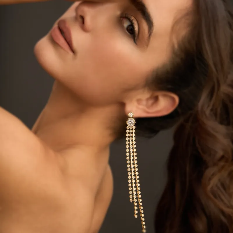 Siobhan Long Crystal Earrings sold by Bonheur Jewelry