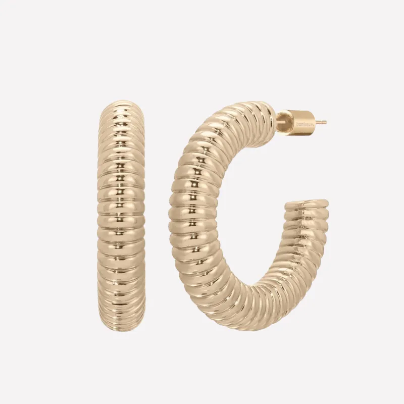 Shiv Ridge Hoop Earrings made by Bonheur Jewelry