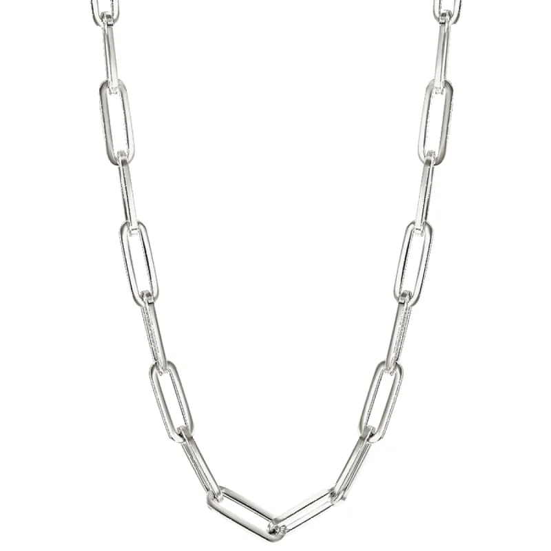 Liz Silver Thick Chain Necklace sold by Bonheur Jewelry