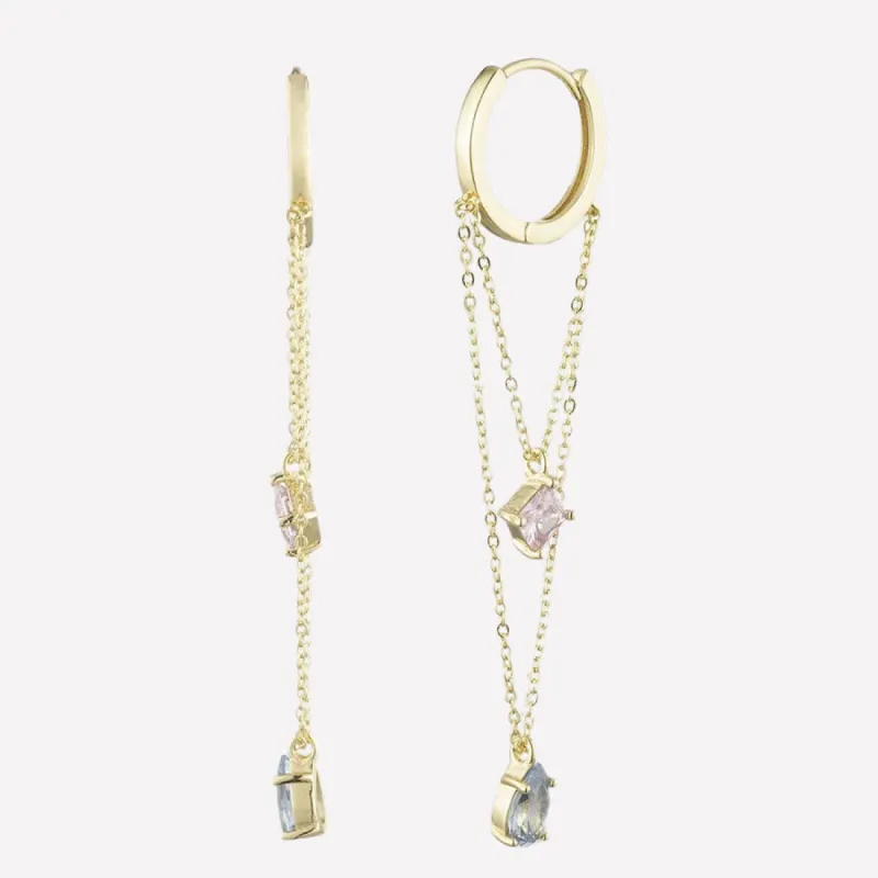 Vivienne Dangle Hoop Earrings sold by Bonheur Jewelry