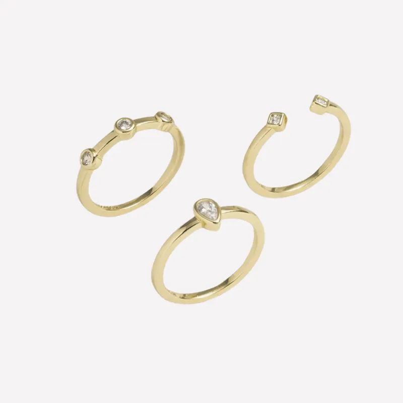 Louise 3 Piece Ring Set sold by Bonheur Jewelry