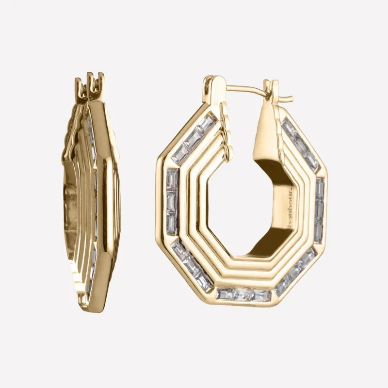 Noèle Baguette Hoop Earrings sold by Bonheur Jewelry