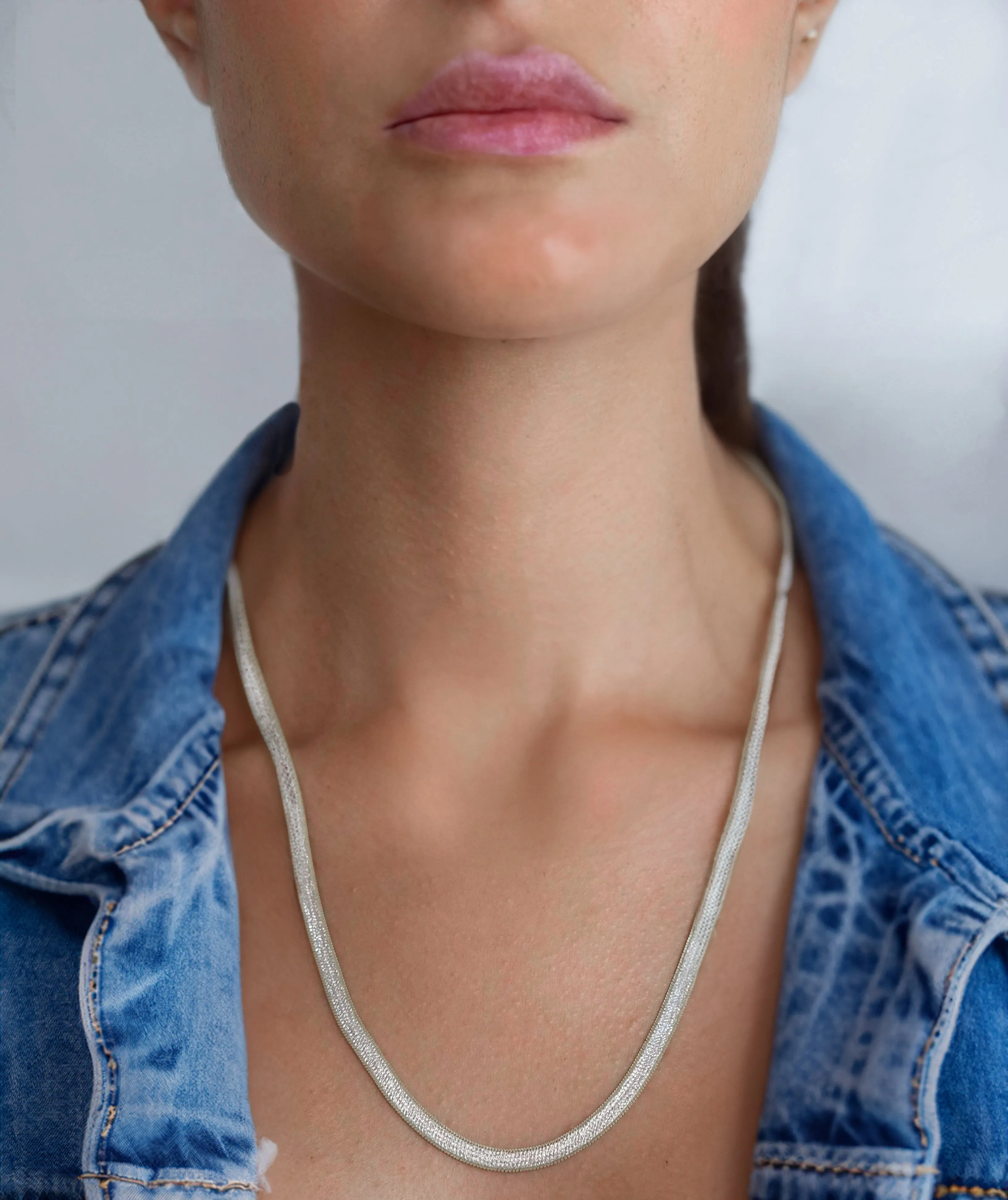 Cassie Silver Herringbone Chain sold by Bonheur Jewelry product image thumbnail 3