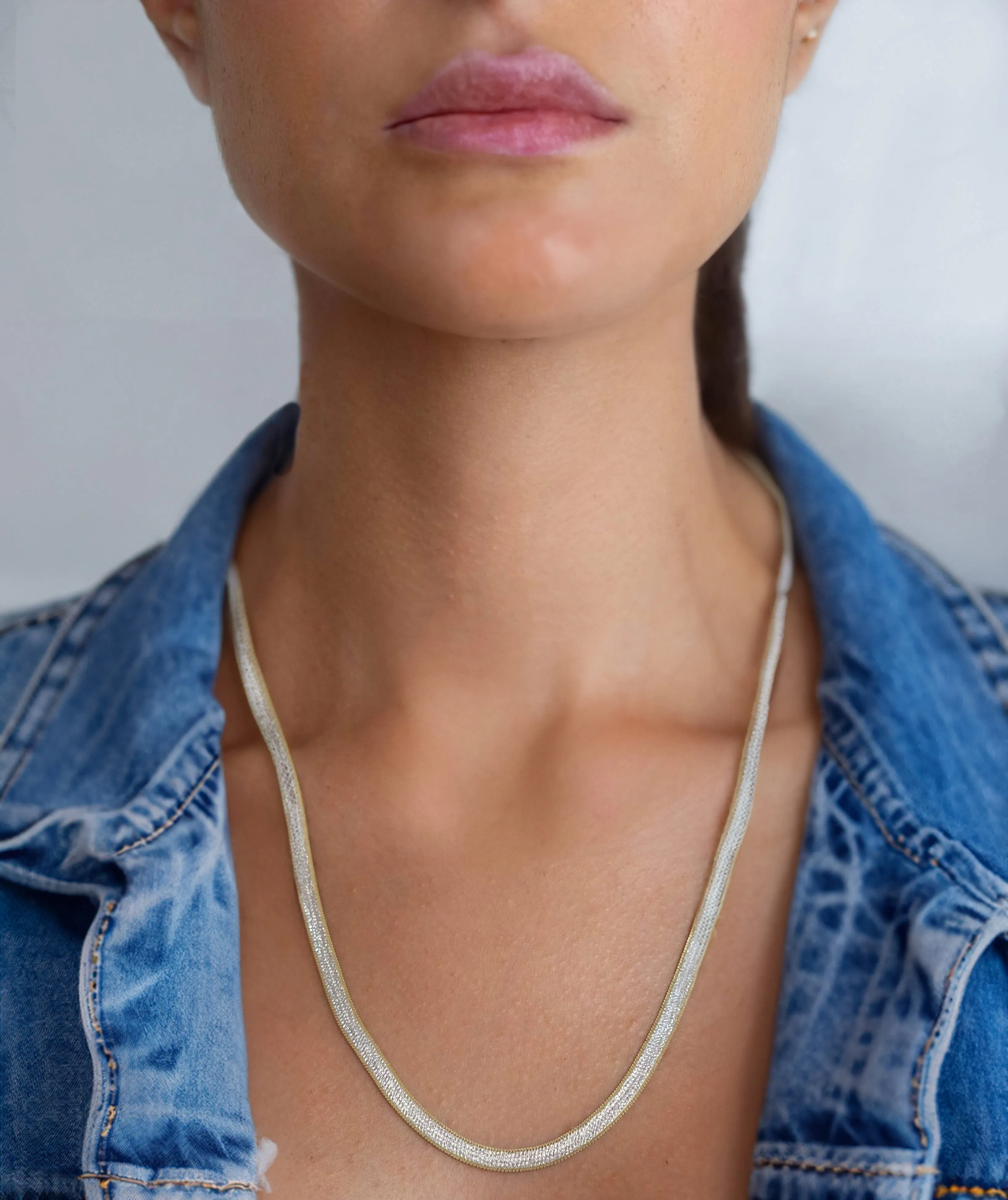 Cassie Gold Diamond Herringbone Necklace sold by Bonheur Jewelry product image thumbnail 3