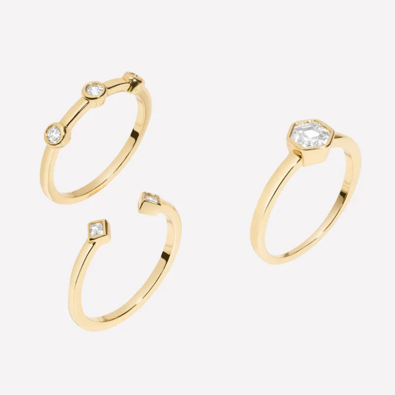 Morgane Three Piece Ring Set sold by Bonheur Jewelry