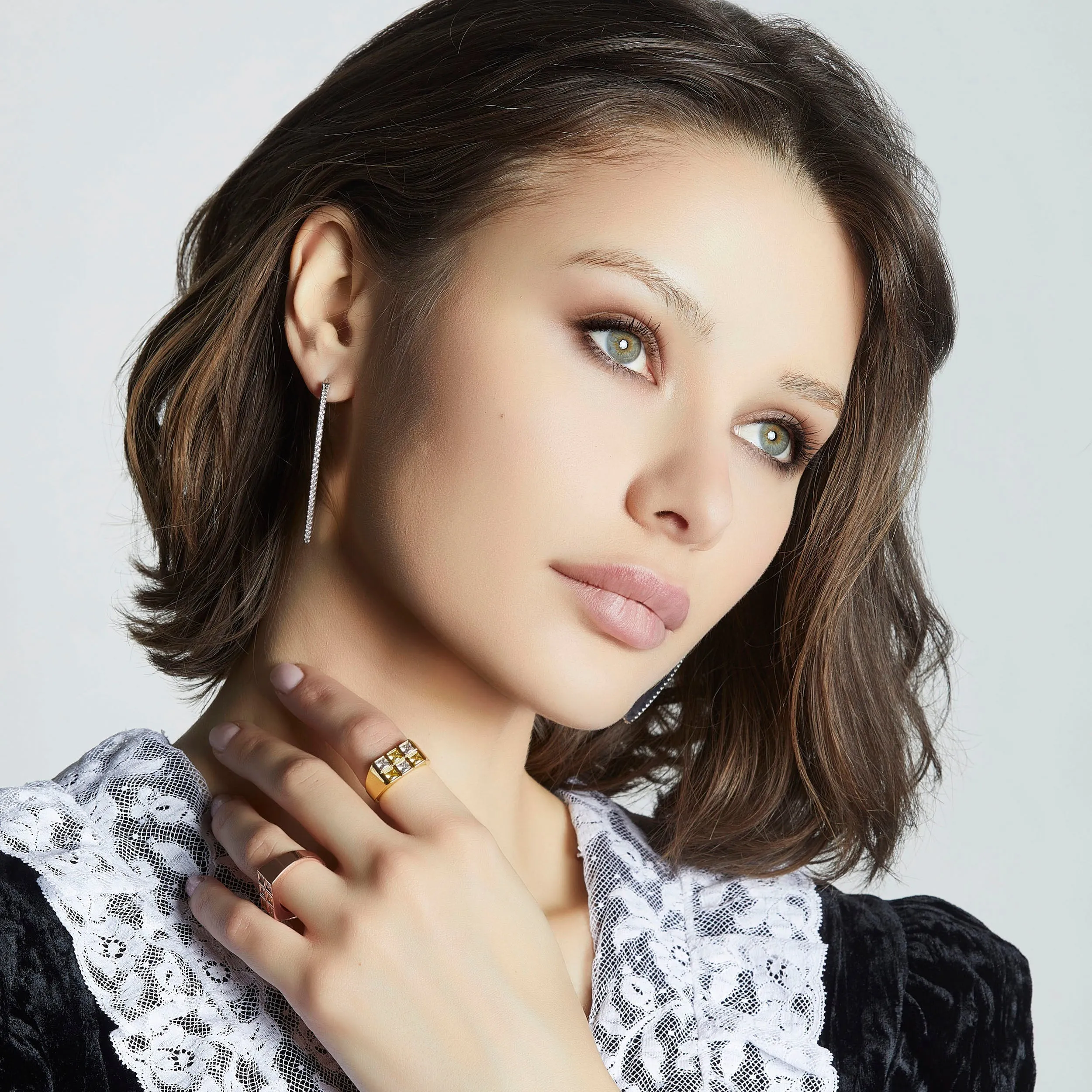 Large Violette Pave Hoops sold by Bonheur Jewelry product image thumbnail 4