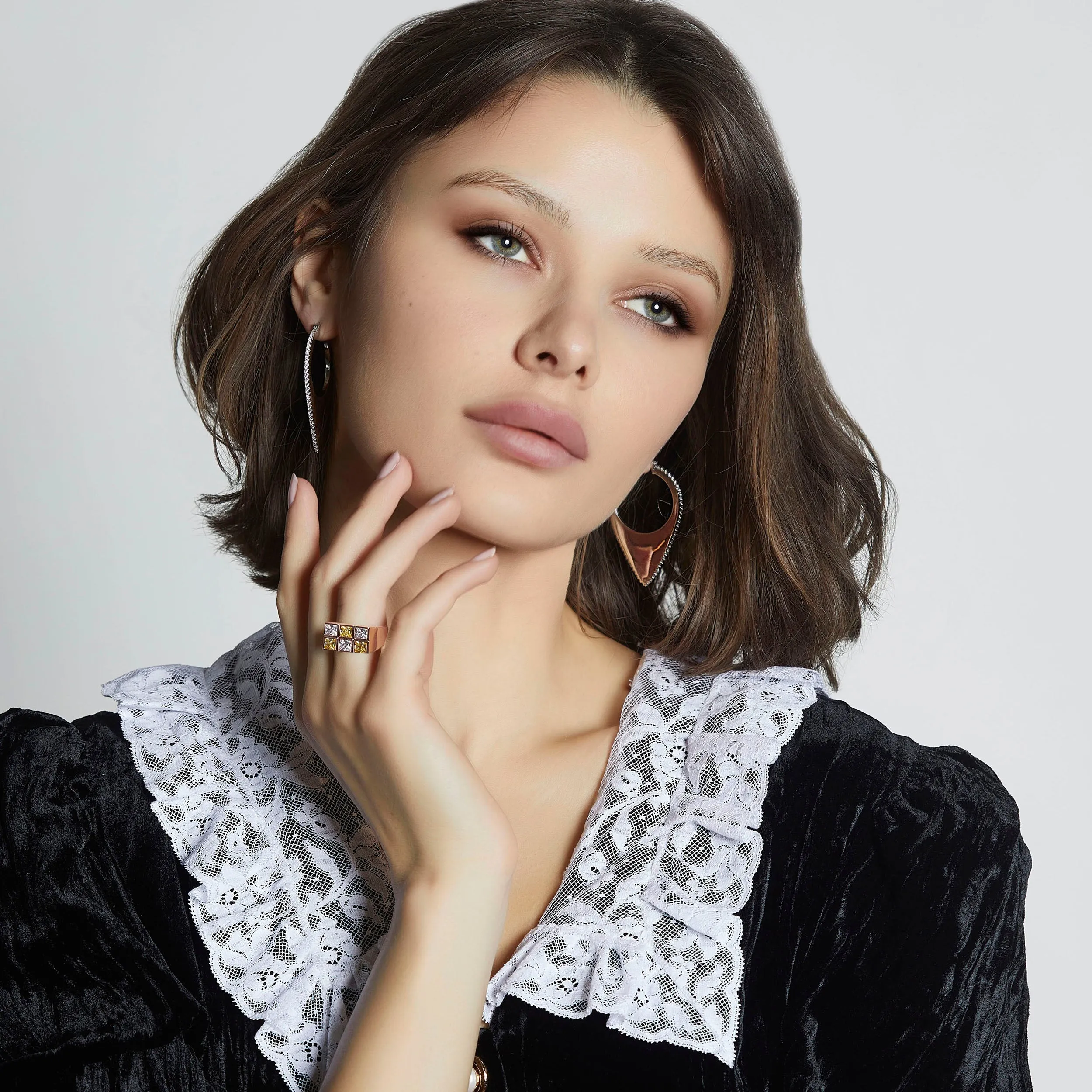 Large Violette Pave Hoops sold by Bonheur Jewelry product image thumbnail 2