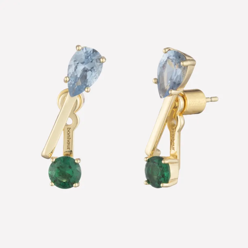 Felicity Crystal Ear Jacket Earrings sold by Bonheur Jewelry