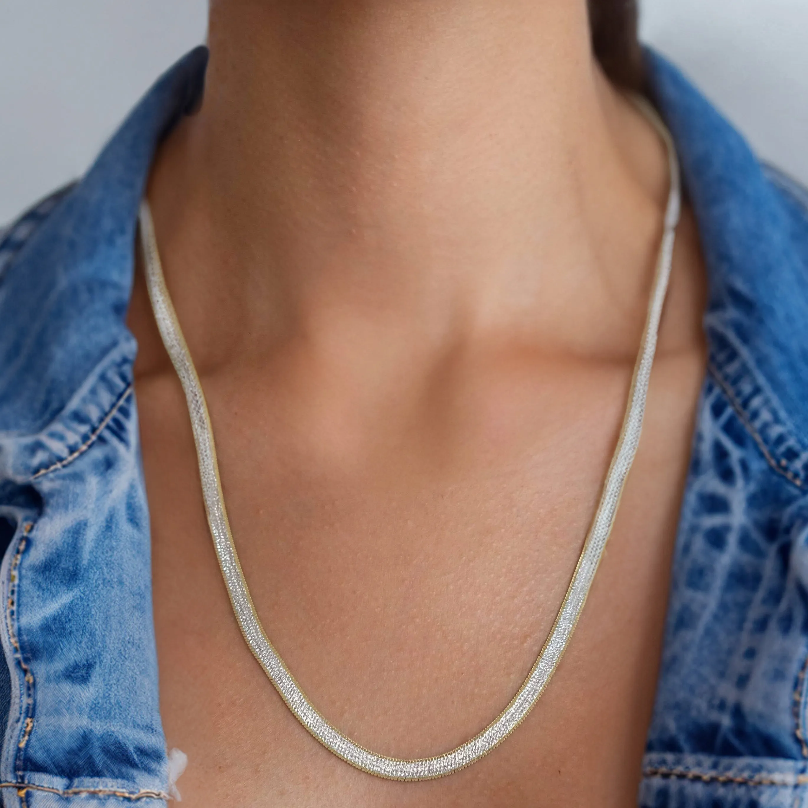Cassie Gold Diamond-Cut Herringbone Necklace sold by Bonheur Jewelry product image thumbnail 5