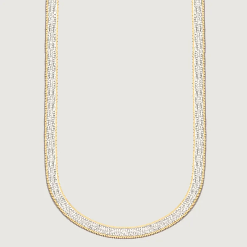 Cassie Gold Diamond-Cut Herringbone Necklace sold by Bonheur Jewelry