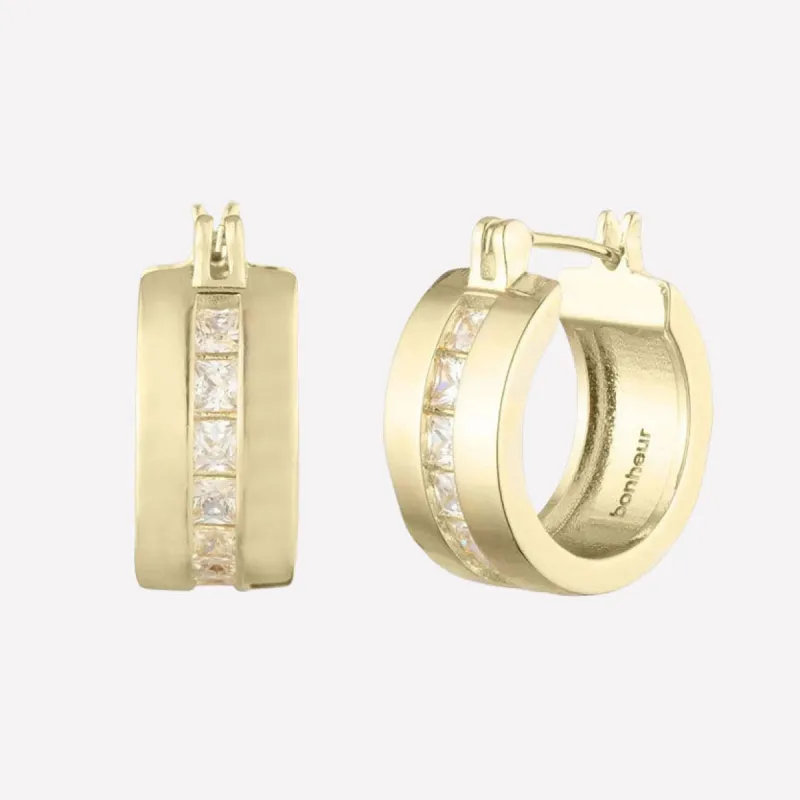 Livie Baguette Hoop Earrings sold by Bonheur Jewelry