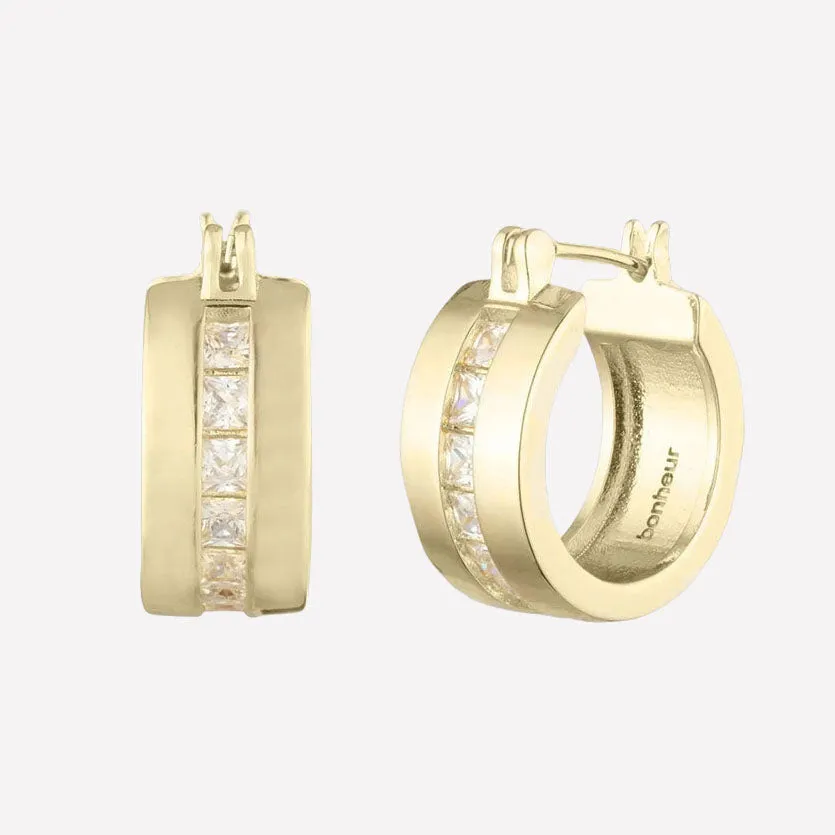 Livie Baguette Hoop Earrings sold by Bonheur Jewelry