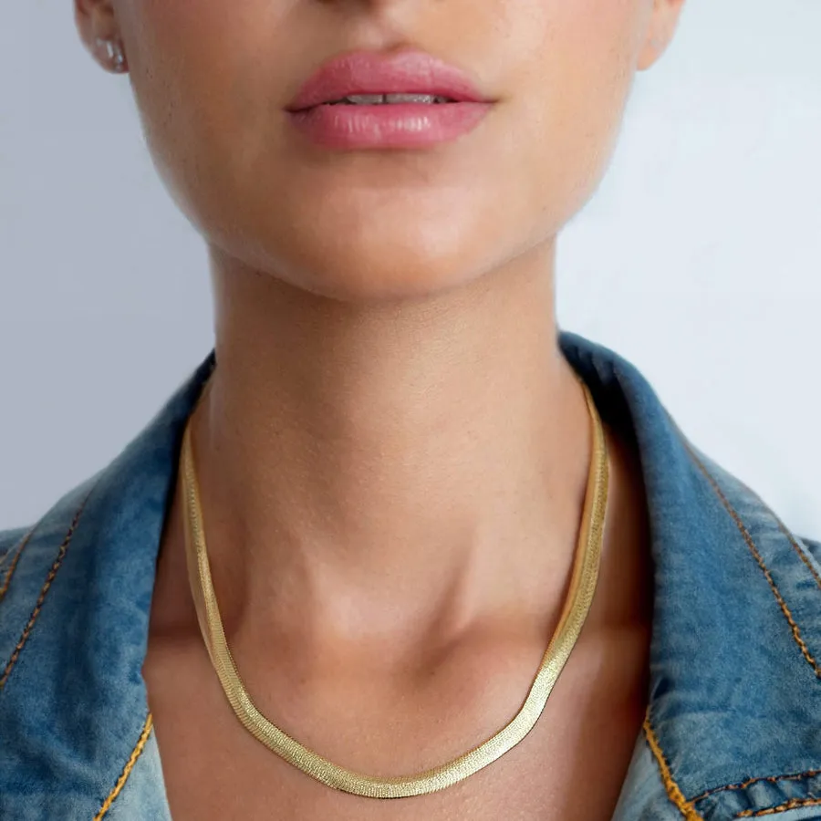 Angelique Gold Diamond-Cut Herringbone Necklace sold by Bonheur Jewelry product image thumbnail 2