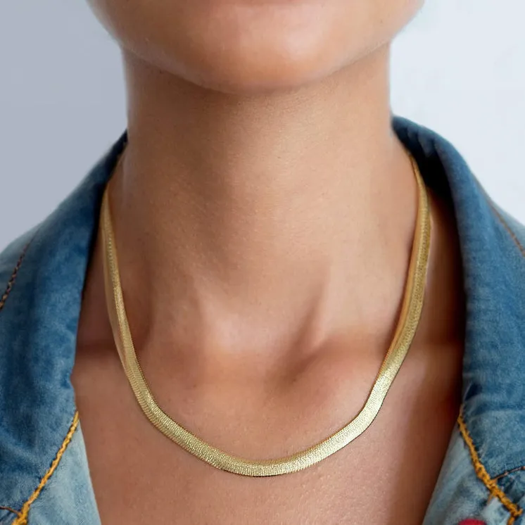 Angelique Gold Diamond-Cut Herringbone Necklace sold by Bonheur Jewelry product image thumbnail 3