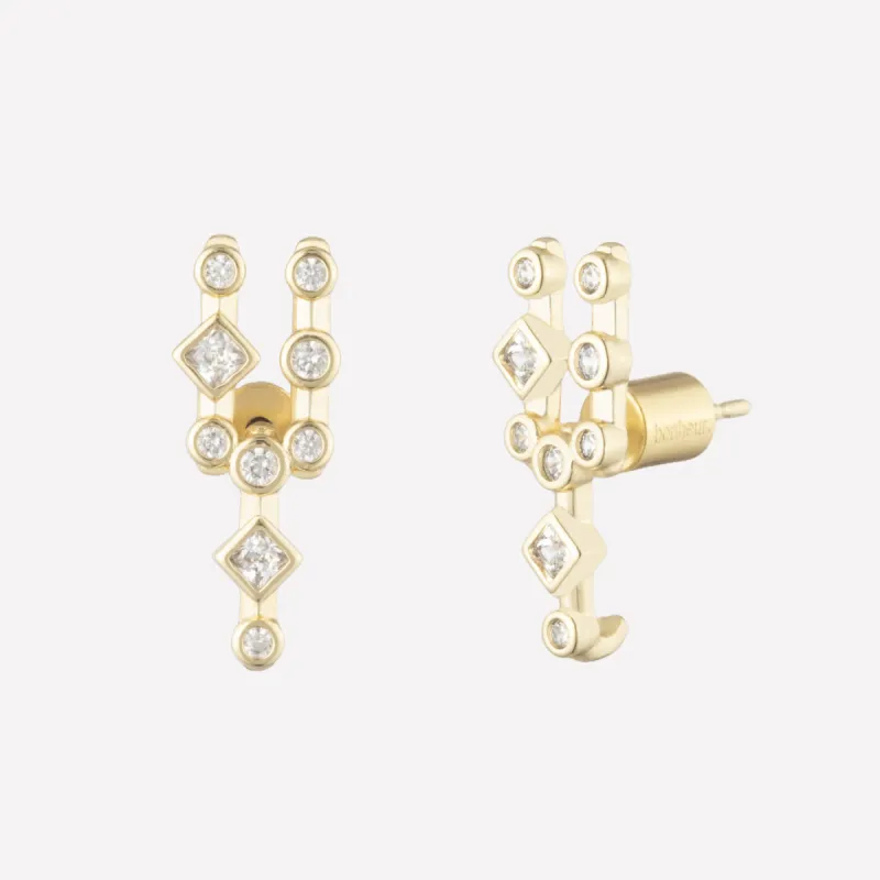 Céleste Gold Climber Earrings sold by Bonheur Jewelry