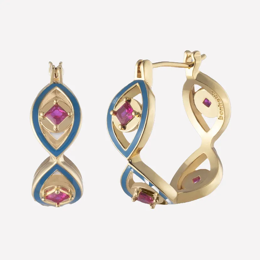Shiva Enamel Hoop Earrings sold by Bonheur Jewelry