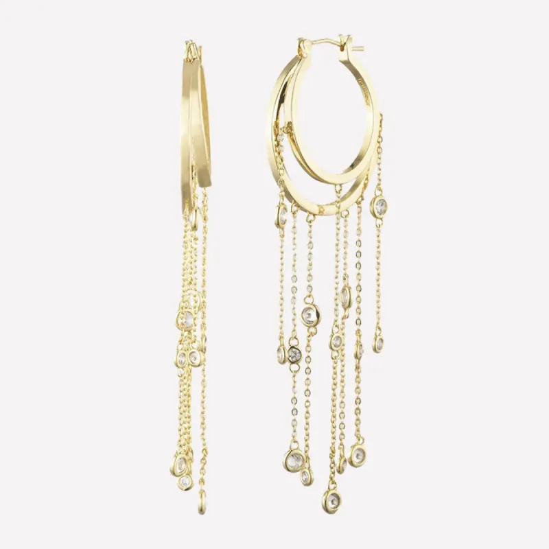 Juliette Fringe Hoop Earrings sold by Bonheur Jewelry