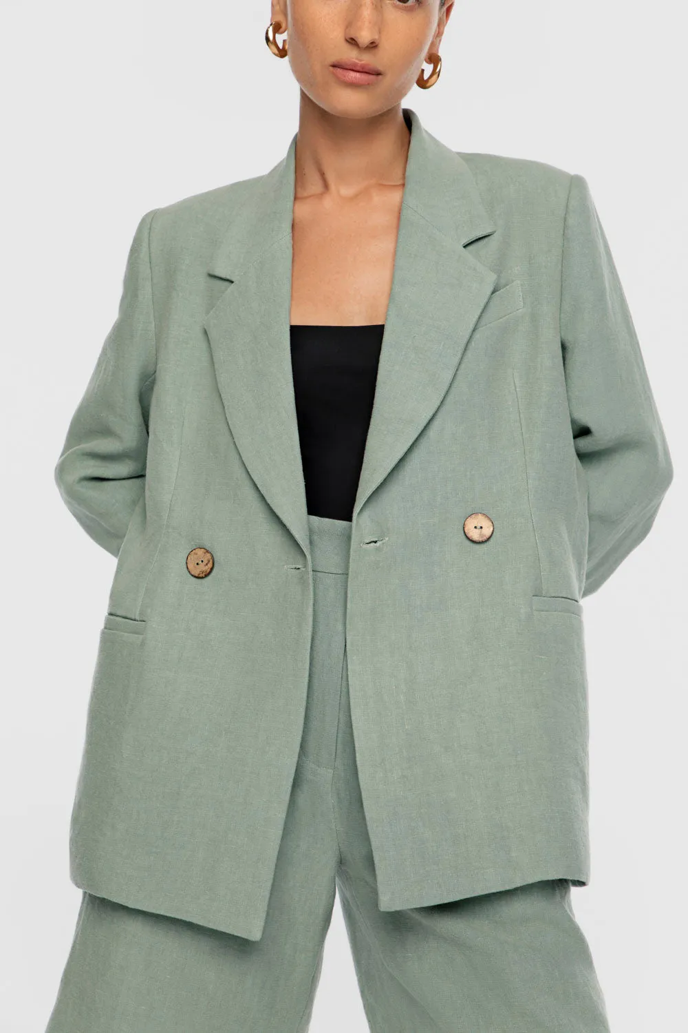 Signature Linen Double-Breasted Blazer sold by Dal the Label product image thumbnail 4