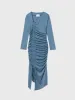 The Ruched Asymmetric Midi Dress sold by Dal the Label