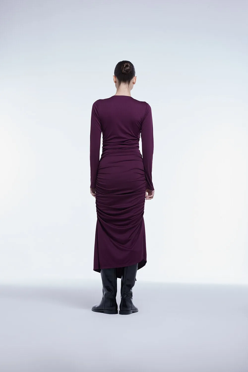 The Ruched Asymmetric Midi Dress sold by Dal the Label product image thumbnail 4