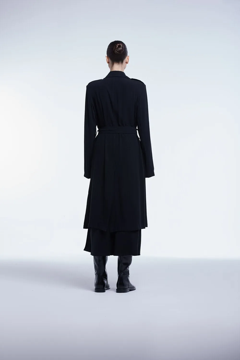 Black Flowy Lapel Trench Coat sold by Dal the Label product image thumbnail 5