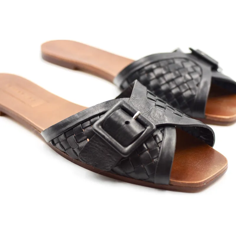 The Buckle Slide [Black] sold by Either/Or