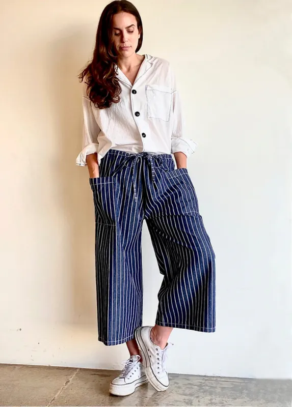 Striped Denim Picker's Pant sold by Flora Animalia