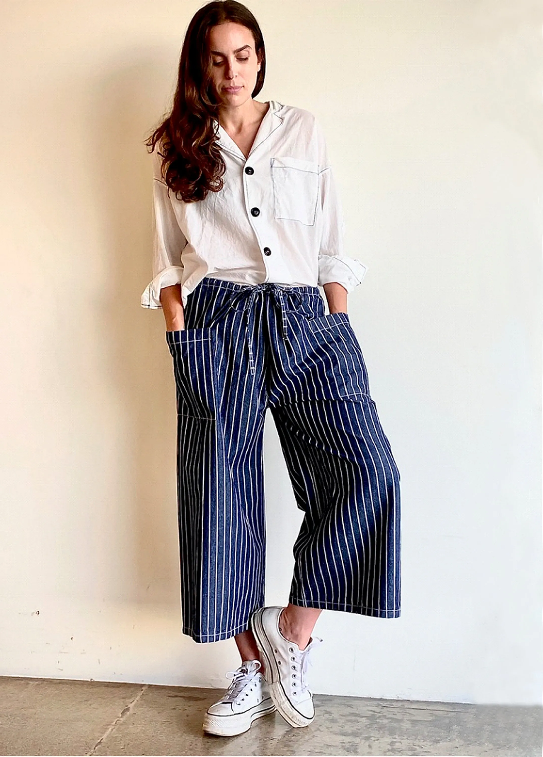 Striped Denim Picker's Pant sold by Flora Animalia