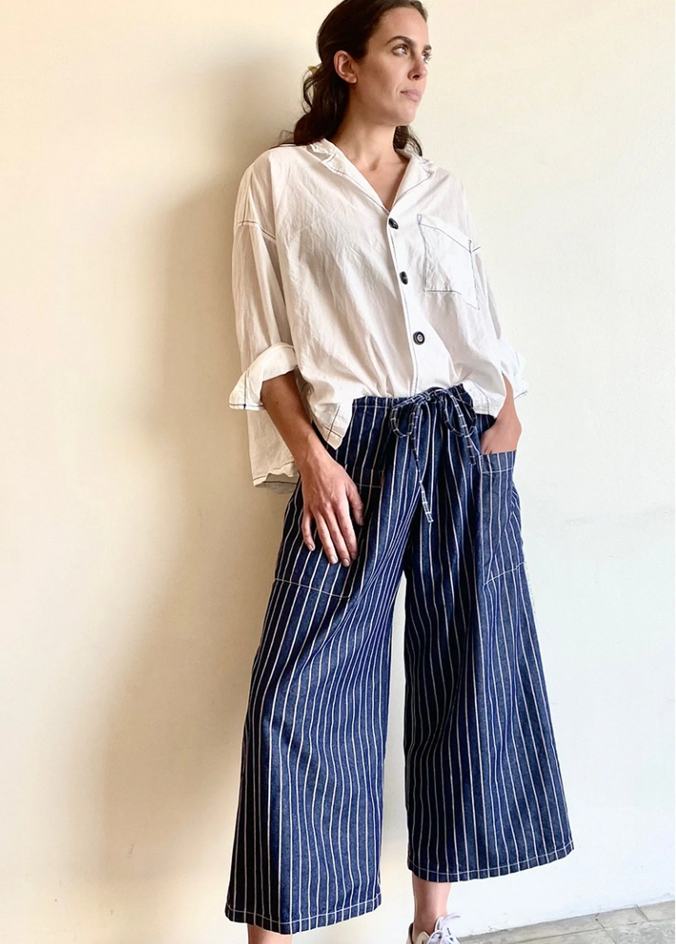 Striped Denim Picker's Pant sold by Flora Animalia product image thumbnail 2