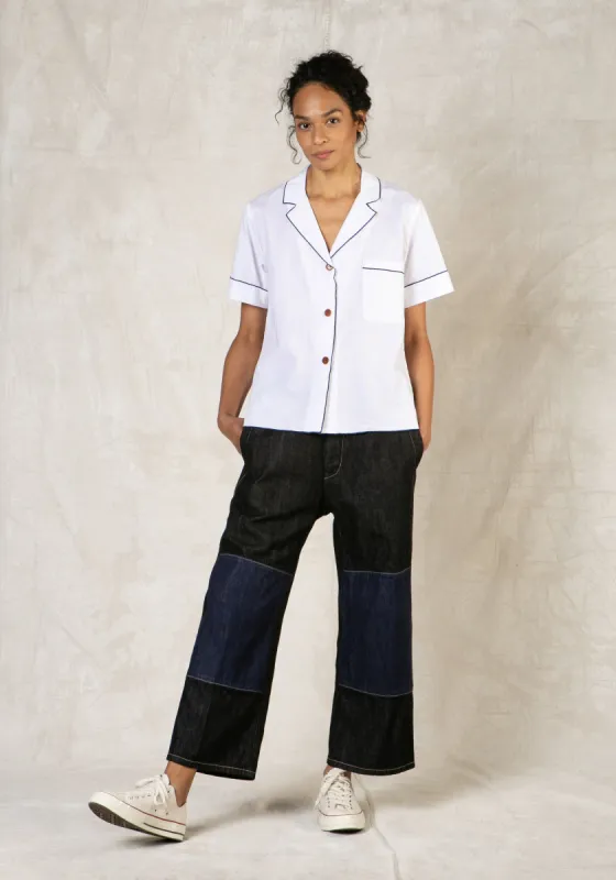 Cotton Poplin Artemisia Edge Stitch Shirt made by Flora Animalia