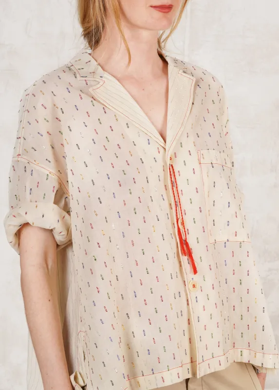 Short Sleeve Artist Shirt - Cotton Voile and Lurex Dots sold by Flora Animalia
