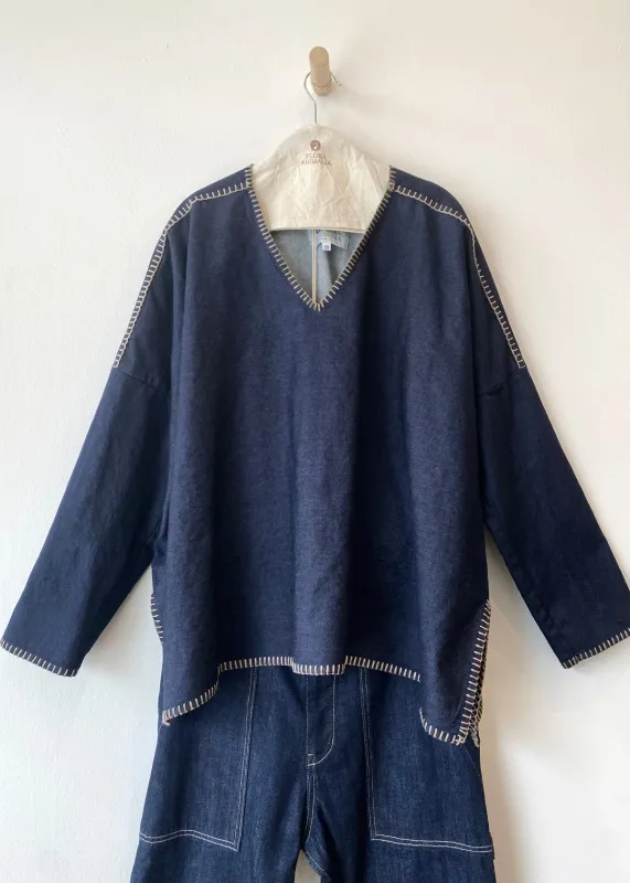 Denim Long Sleeve Praia Tunic sold by Flora Animalia