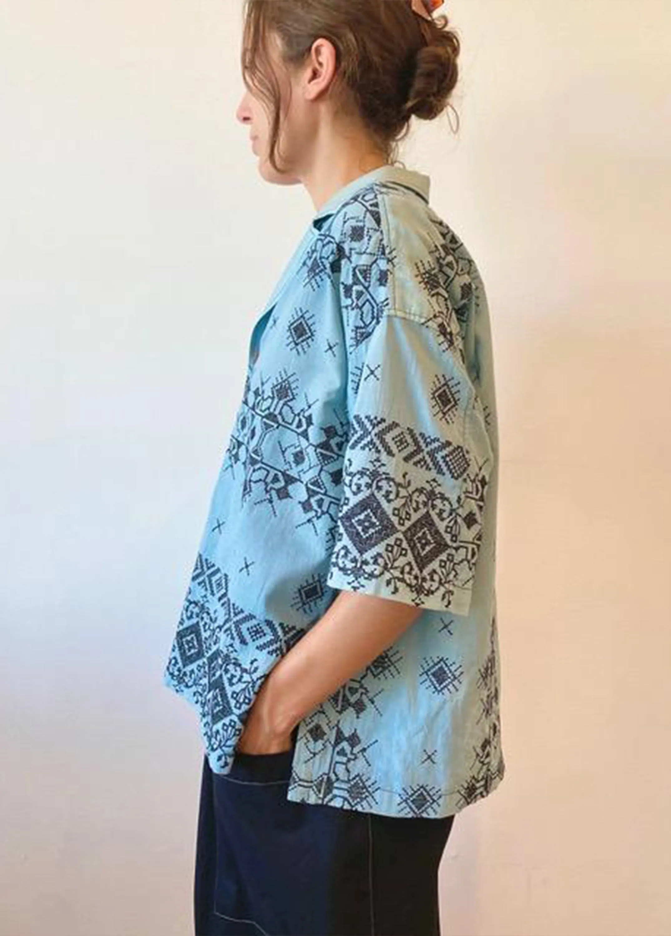 Over Dyed Artist Shirt - Embroidered Cotton Voile sold by Flora Animalia product image thumbnail 3