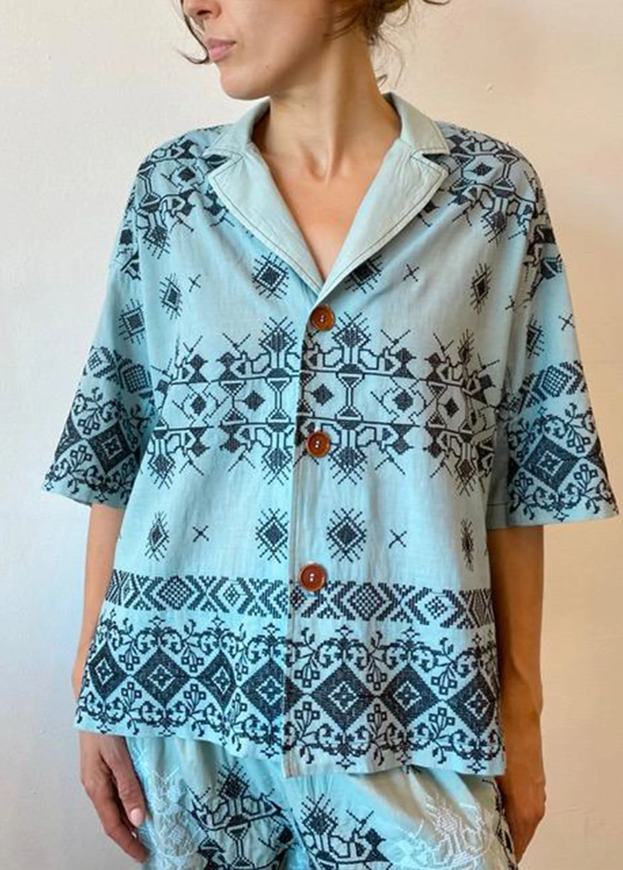 Over Dyed Artist Shirt - Embroidered Cotton Voile sold by Flora Animalia product image thumbnail 2