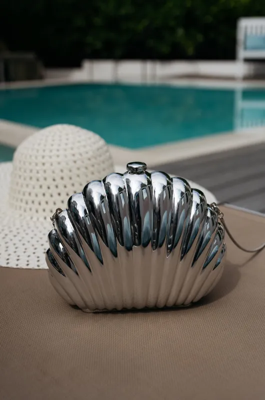 Seashell Purse in Silver sold by Ivy Swimwear