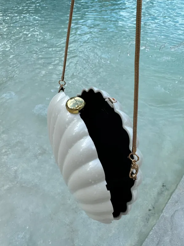 Seashell Purse in Pearl White sold by Ivy Swimwear