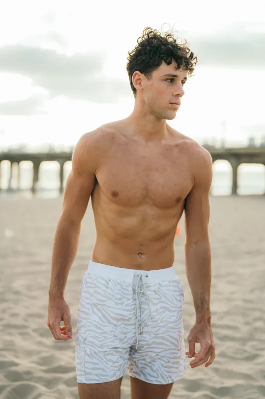 Iriso in White Zebra Shorts sold by Ivy Swimwear