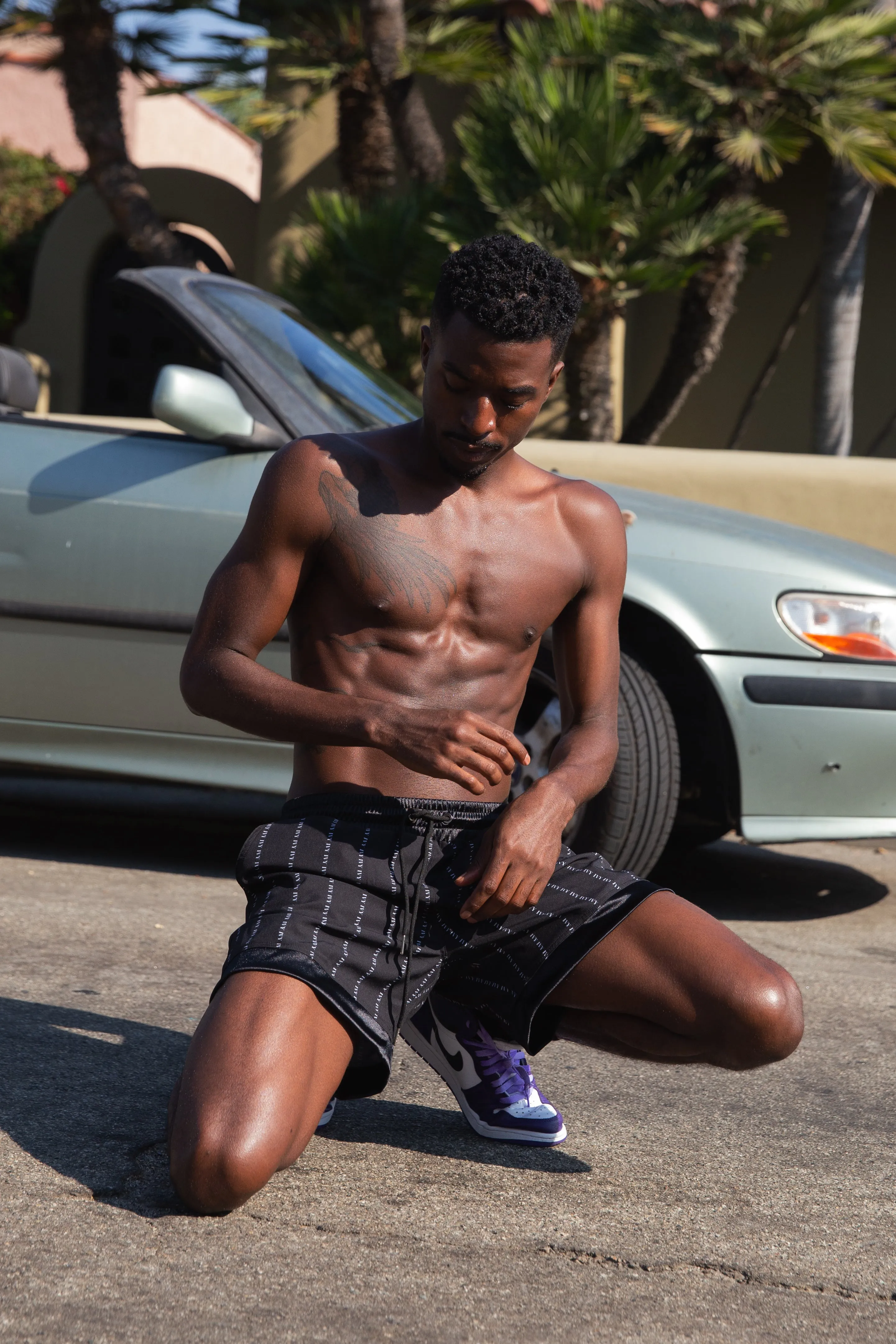 Dylan in Satin Black Shorts sold by Ivy Swimwear