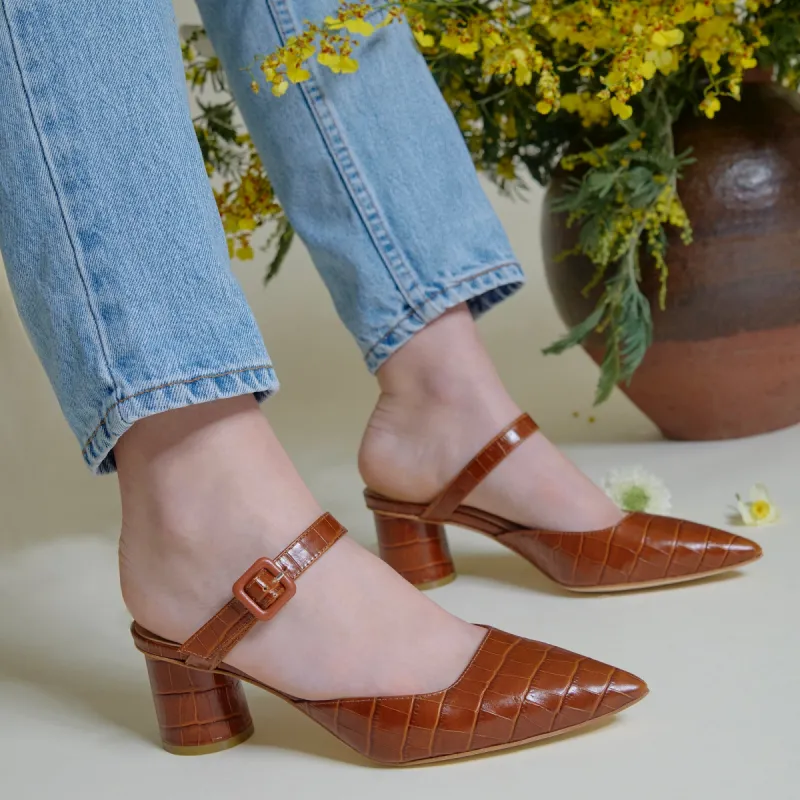 Ruth Heels - Cognac sold by Ma'am Shoes