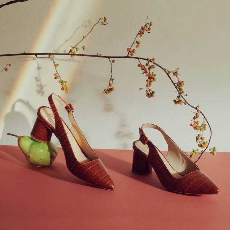 Stacey Heels - Cognac sold by Ma'am Shoes