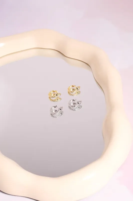 Snake Sterling Silver Charm Huggie Earrings sold by Mulberry and Grand