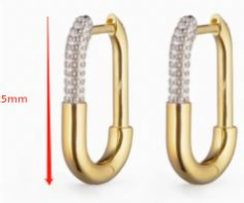 Diamond Paperclip Sterling Silver Hoop Earrings sold by Mulberry and Grand