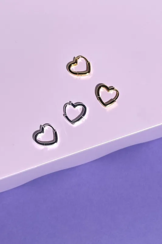 Heart Sterling Silver Charm Huggie Earrings sold by Mulberry and Grand