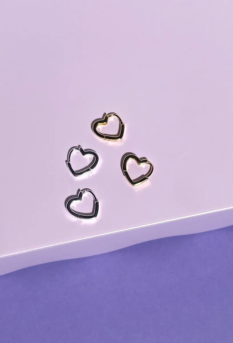 Heart Sterling Silver Charm Huggie Earrings sold by Mulberry and Grand product image thumbnail 4