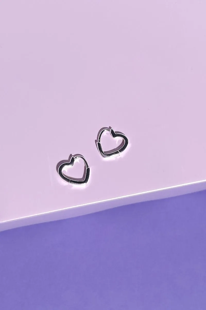 Heart Sterling Silver Charm Huggie Earrings sold by Mulberry and Grand product image thumbnail 3
