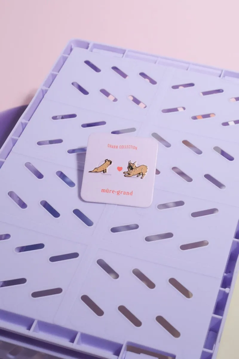 Doggie Yoga Enamel Charm Stud Earrings sold by Mulberry and Grand