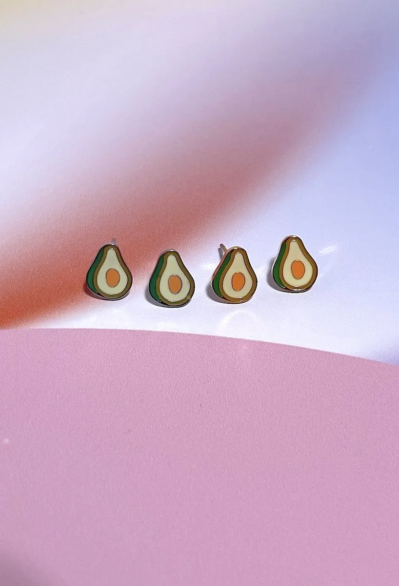Avocado Enamel Charm Stud Earrings sold by Mulberry and Grand product image thumbnail 2
